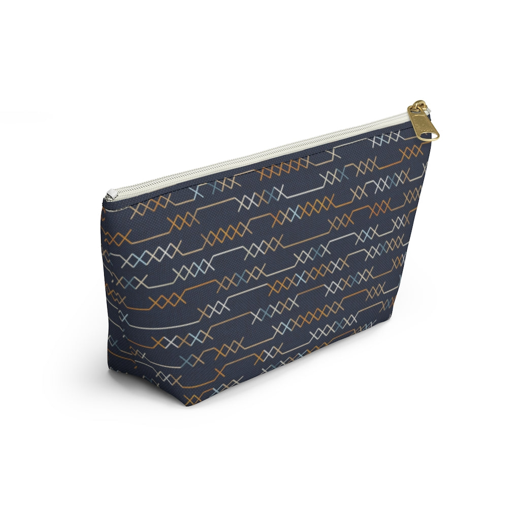Santa Fe Stitch Accessory Pouch w T-bottom in Navy