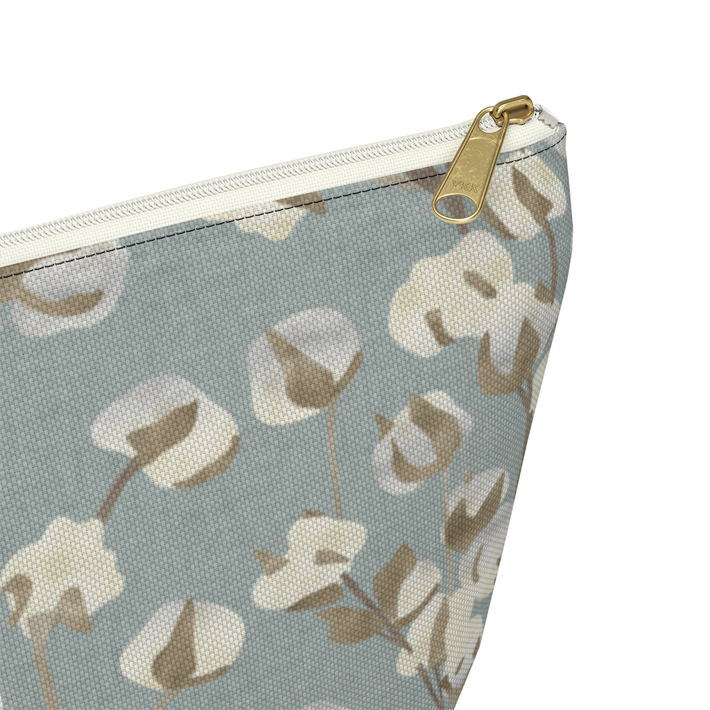 Cotton Branch Accessory Pouch w T-bottom in Aqua
