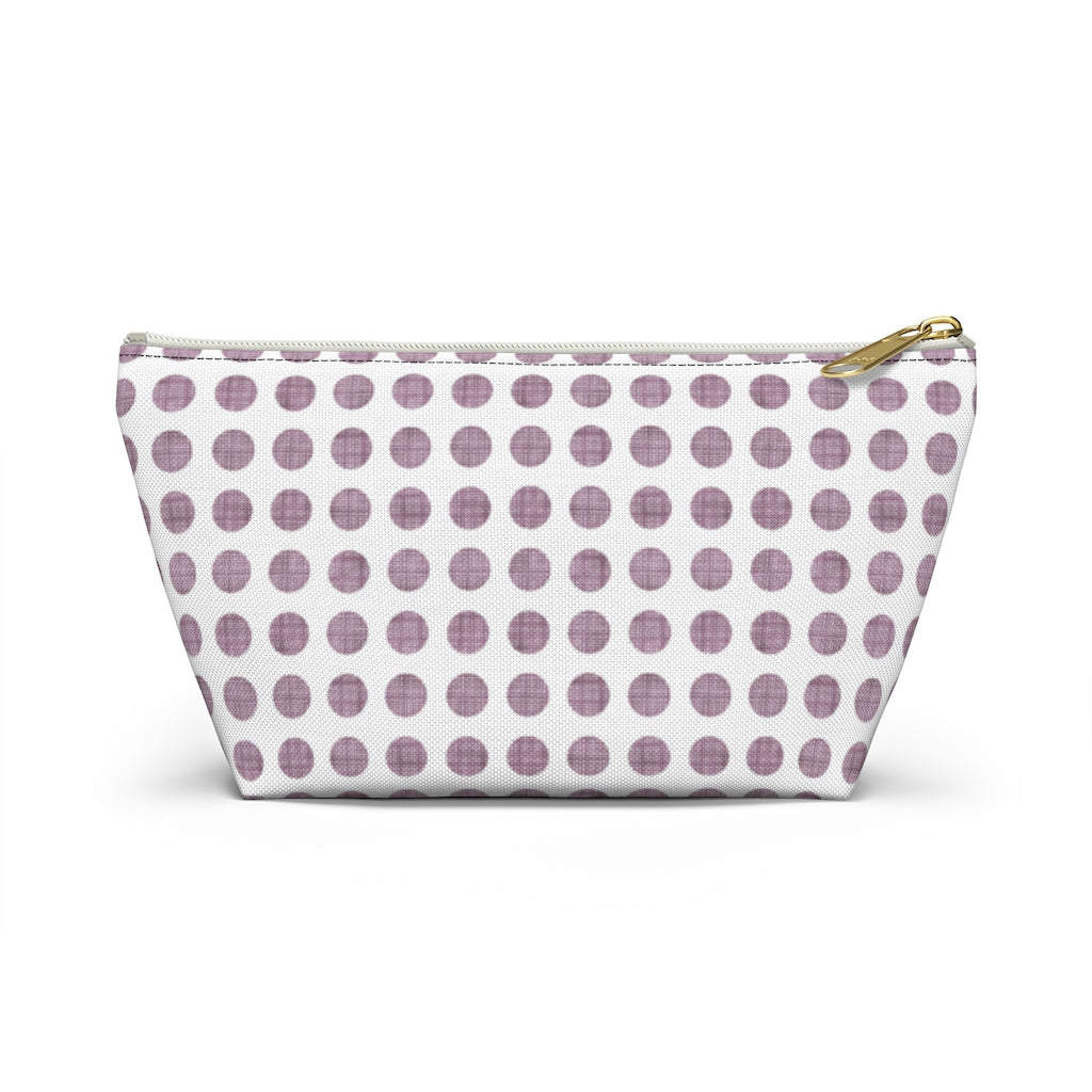 Textured Polka Dots Accessory Pouch w T-bottom in Purple