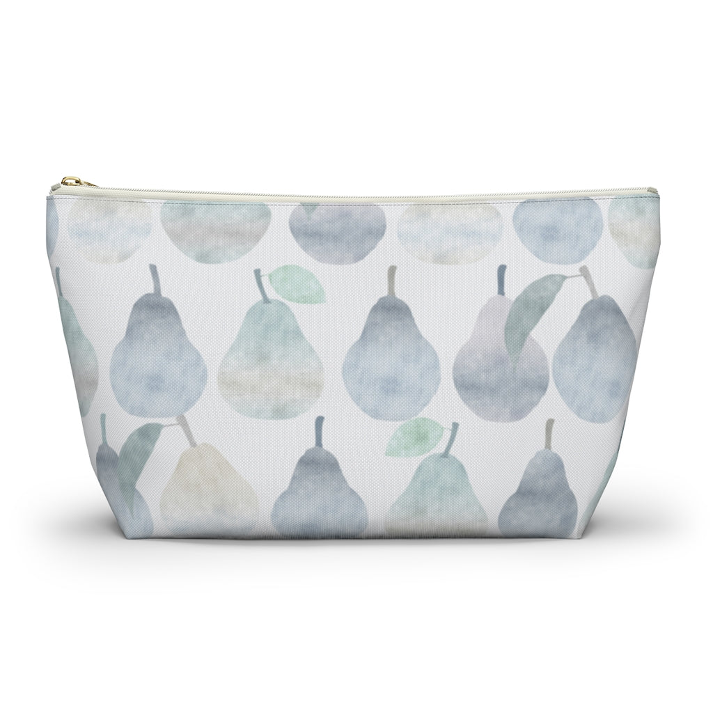 Watercolor Pears Accessory Pouch w T-bottom in Light Blue