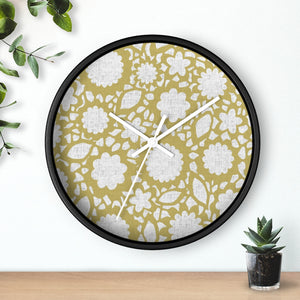 Floral Eyelet Lace Wall Clock in Gold