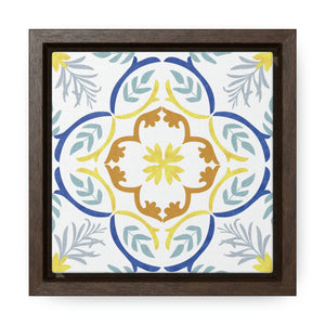 Seville Square Mini IV Framed Gallery Wrap Canvas in Blue