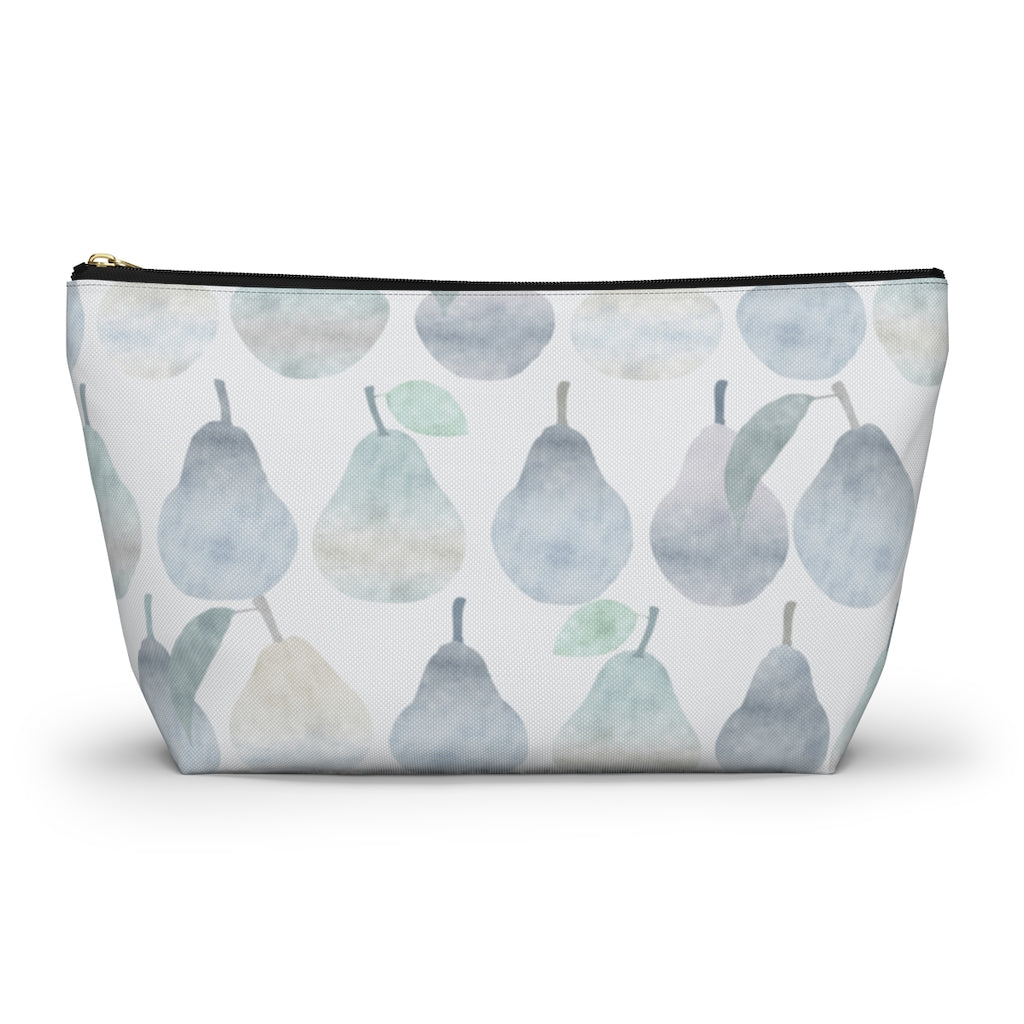 Watercolor Pears Accessory Pouch w T-bottom in Light Blue