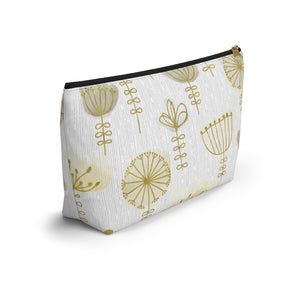 Watercolor Sketch Floral Accessory Pouch w T-bottom in Yellow