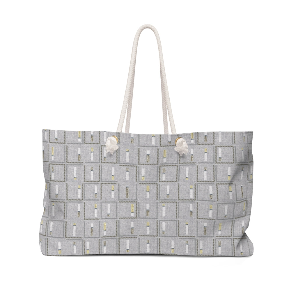 Pencil to Paper Code Weekender Bag in Gray