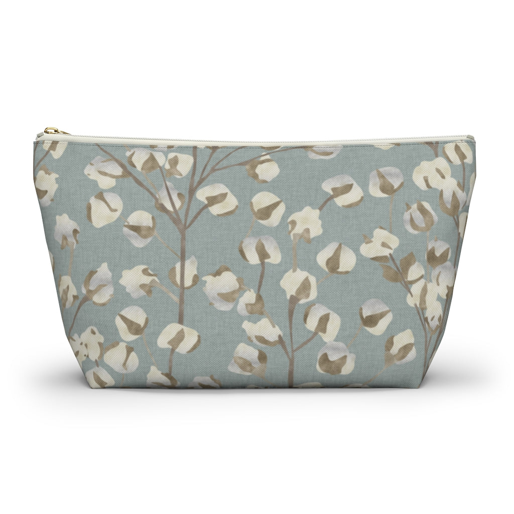Cotton Branch Accessory Pouch w T-bottom in Aqua