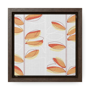 Watercolor Leaf Vines Framed Gallery Wrap Canvas in Orange