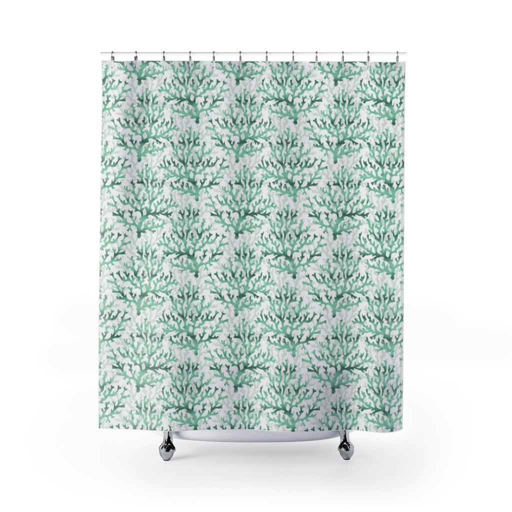 Coral Shower Curtain in Aqua