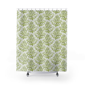 Coral Shower Curtain in Green