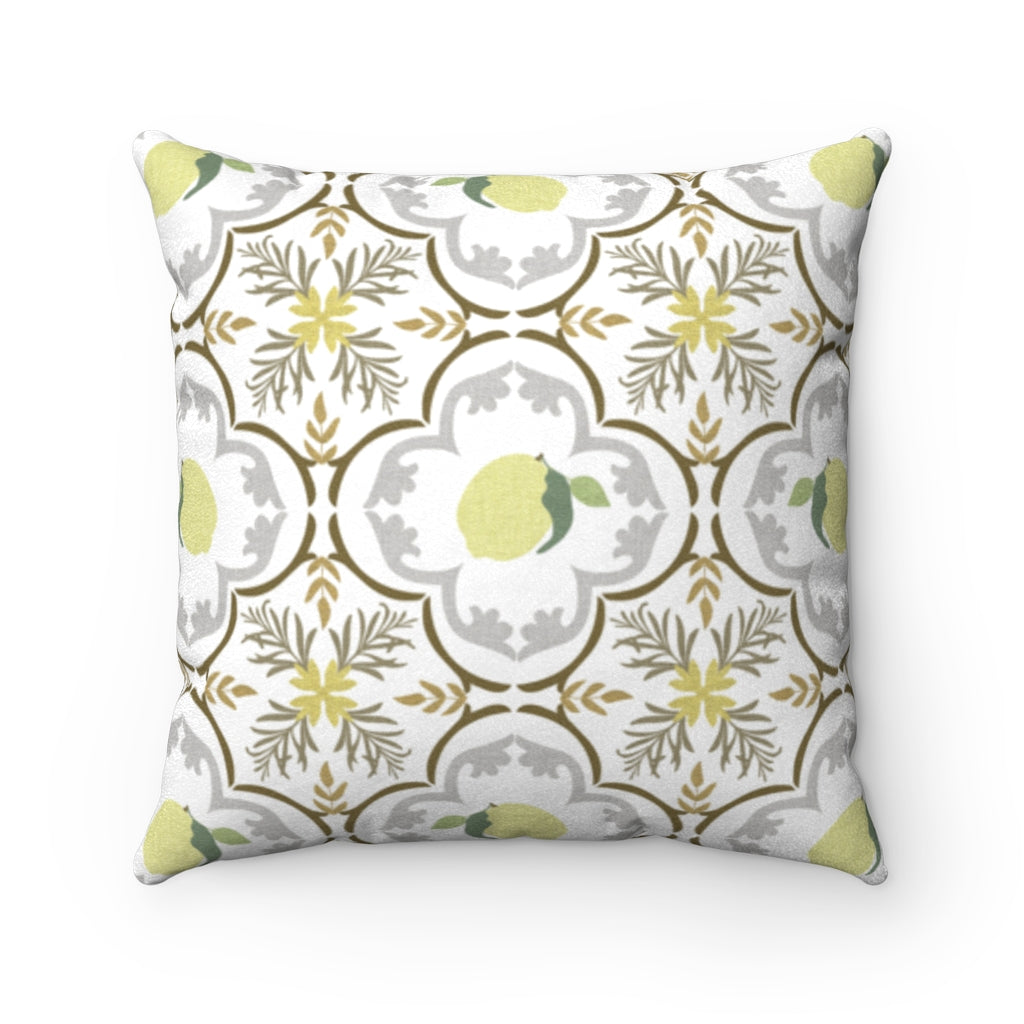 Freshly Squeezed Square Throw Pillow in Gold