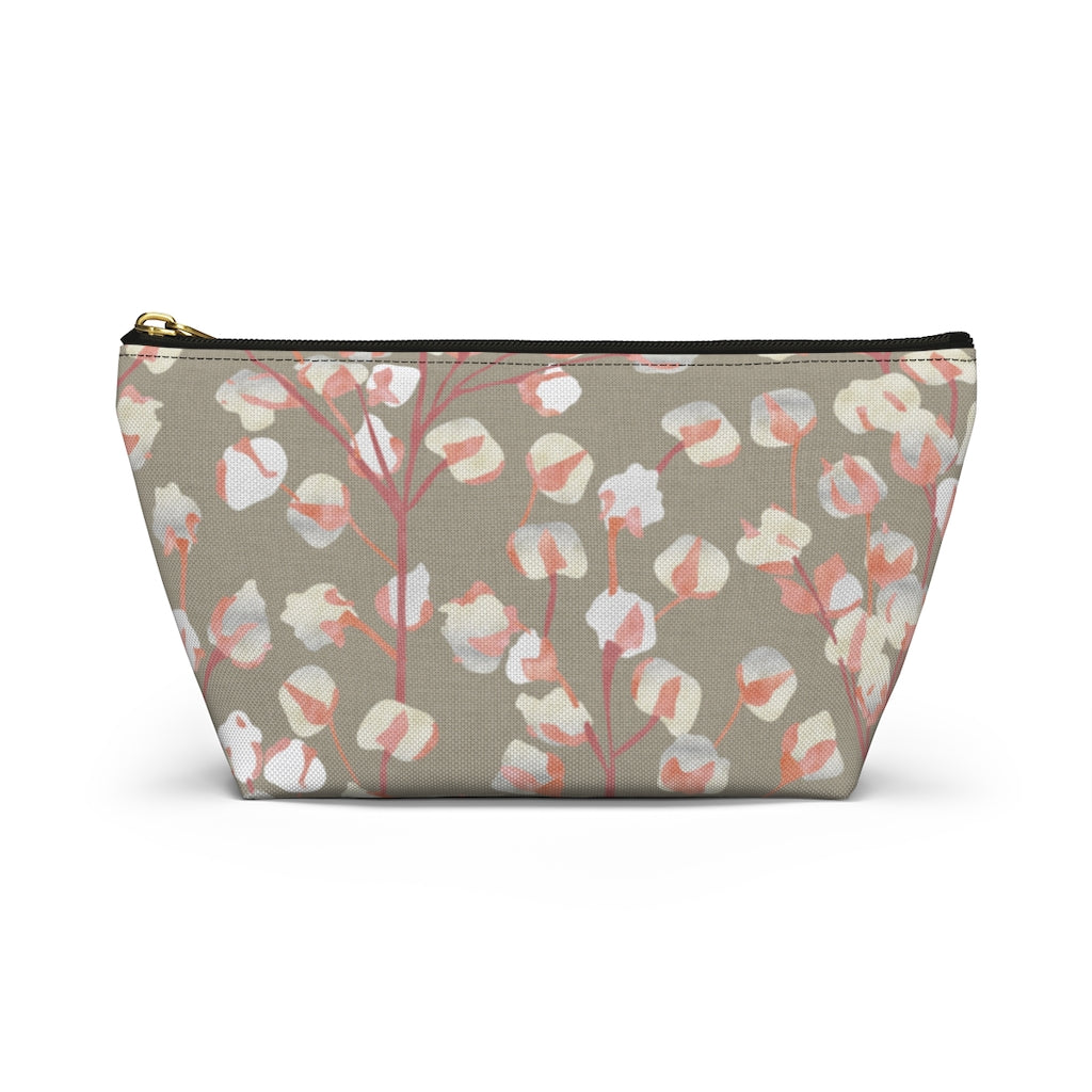 Cotton Branch Accessory Pouch w T-bottom in Pink