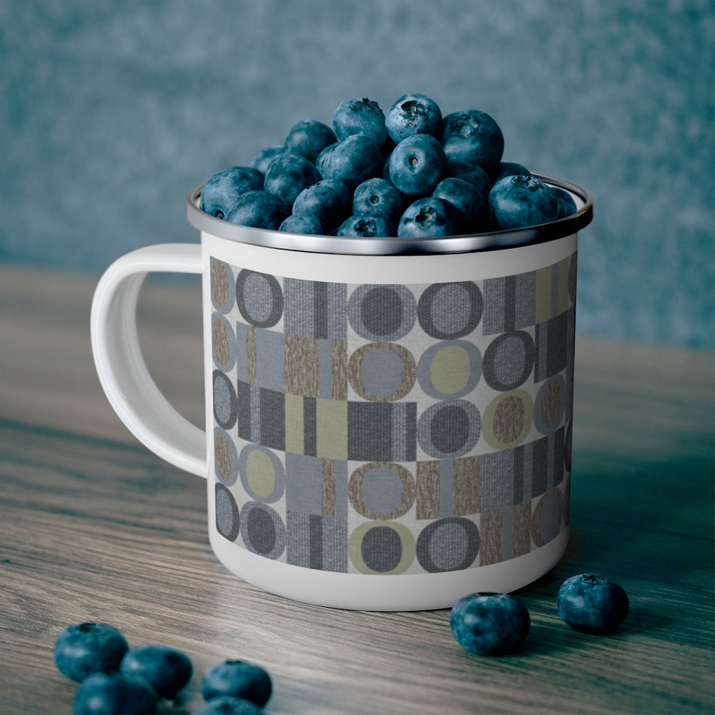 Five Languages Code Enamel Mug in Blue
