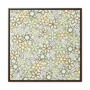 Floral Lace with Leaves Framed Gallery Wrap Canvas in Green