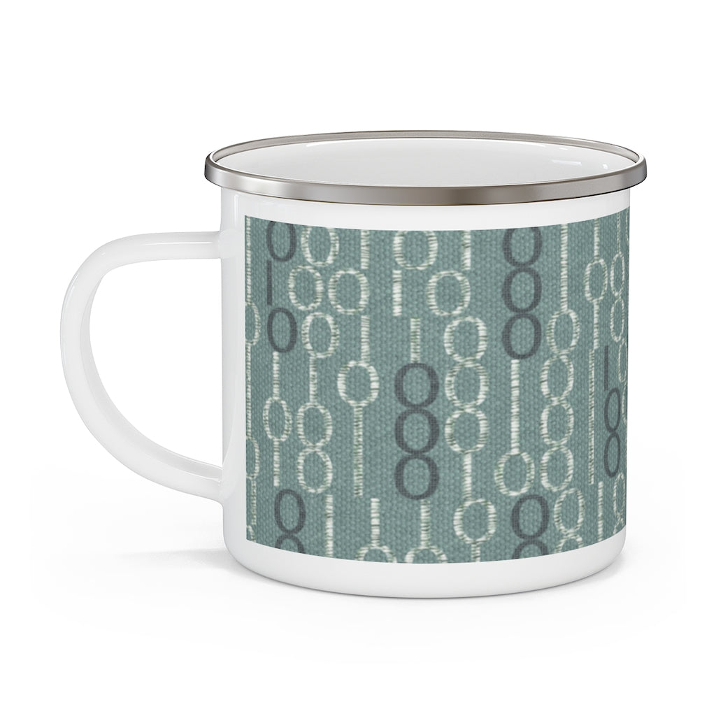 Railroad Code Enamel Mug in Aqua