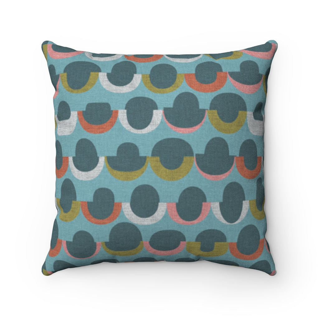 Half Moons Square Throw Pillow in Aqua