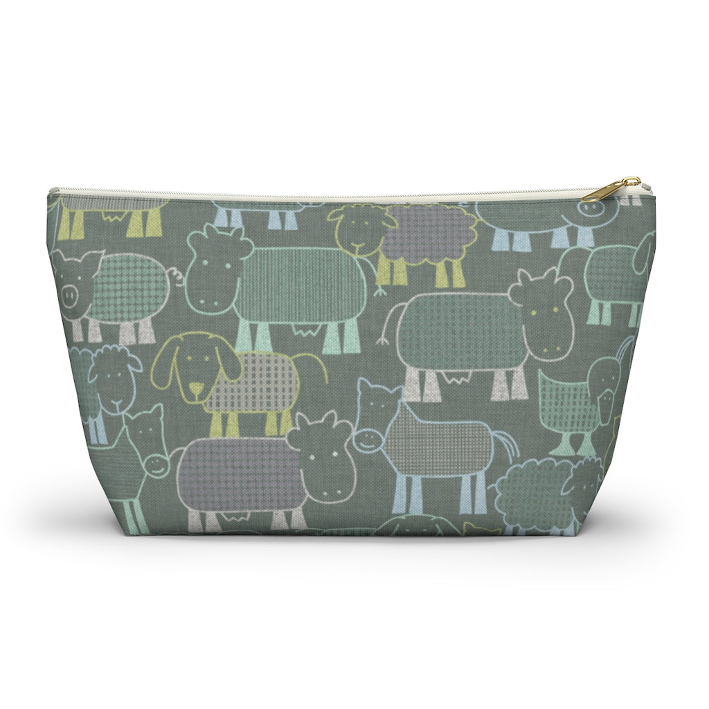 Animal Farm Accessory Pouch w T-bottom in Aqua