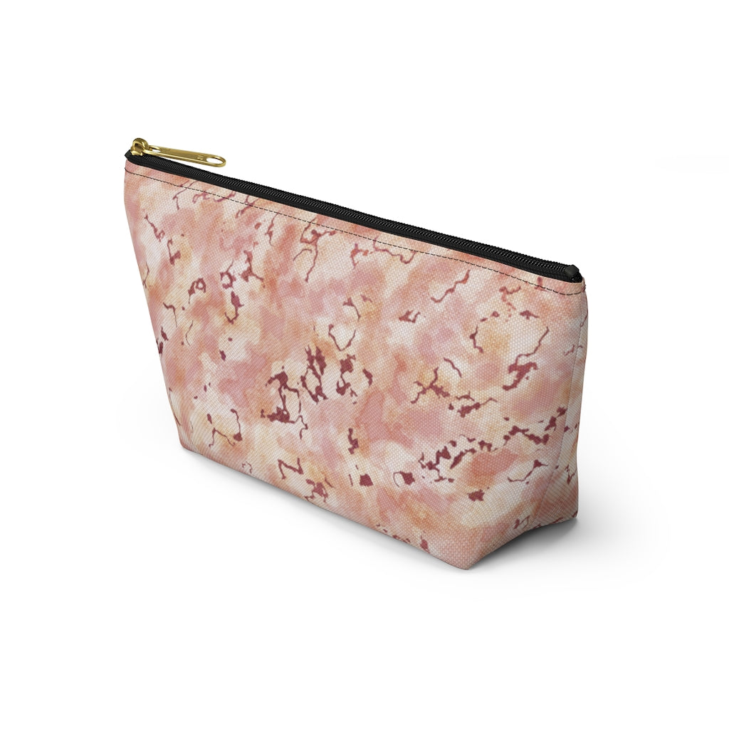 Carrara Marble Accessory Pouch w T-bottom in Pink