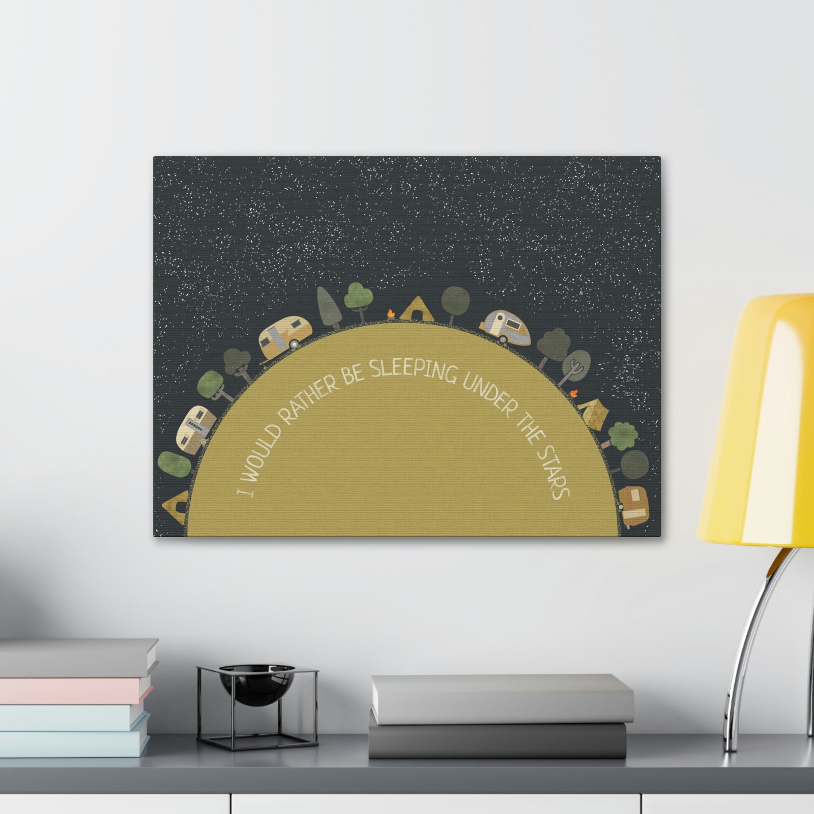 Under the Stars Wrapped Canvas in Gold