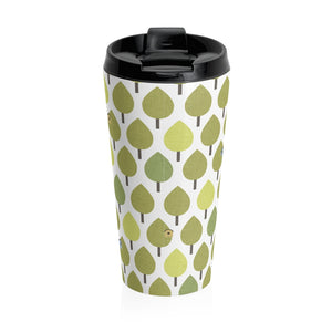 Trees with Birdhouses Stainless Steel Travel Mug in Green