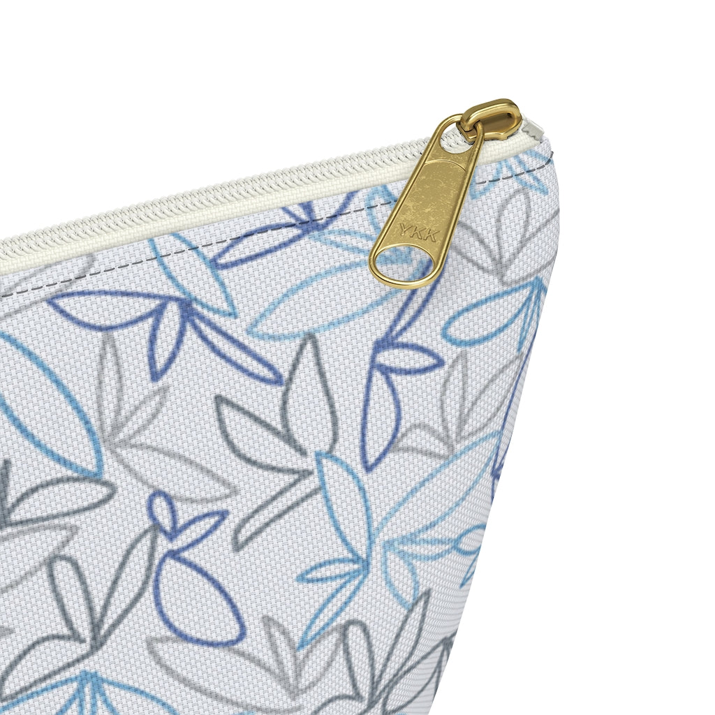 Sketch Leaf Accessory Pouch w T-bottom in Blue