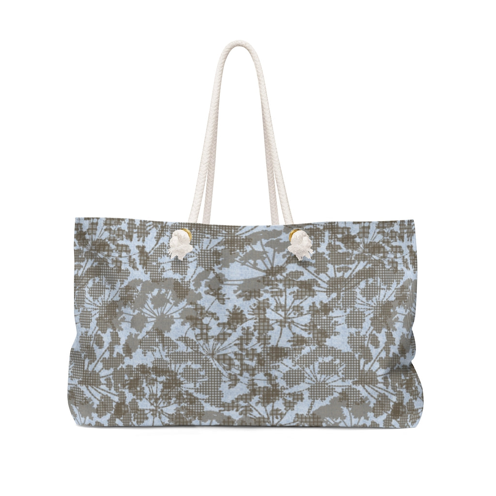 Floral Plaid Weekender Bag in Aqua