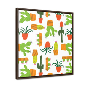Cactus Framed Gallery Wrap Canvas in Green