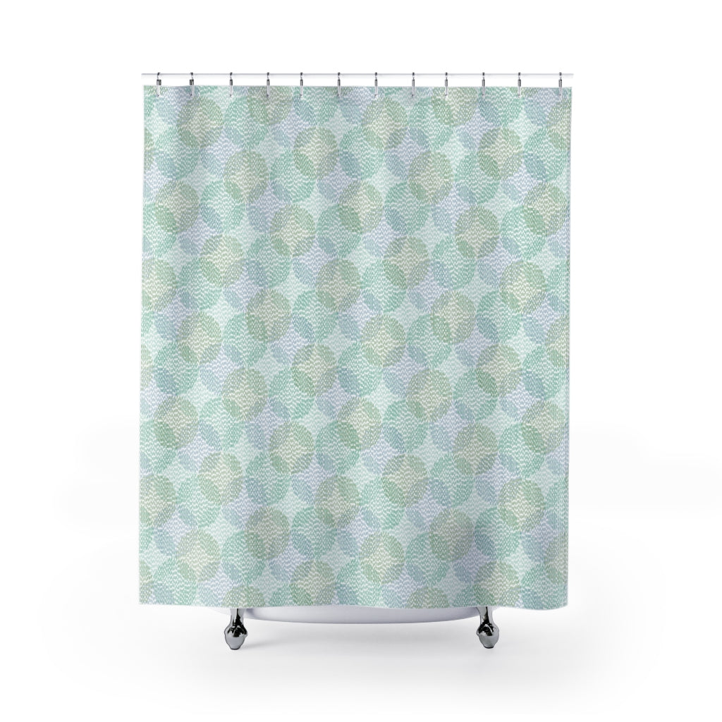 Stitch Circle Overlay Shower Curtain in Aqua