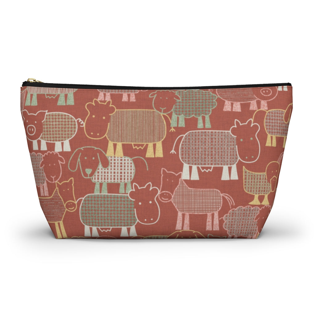 Animal Farm Accessory Pouch w T-bottom in Pink