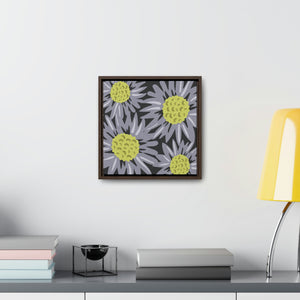 Floral Sunflower Framed Gallery Wrap Canvas in Purple