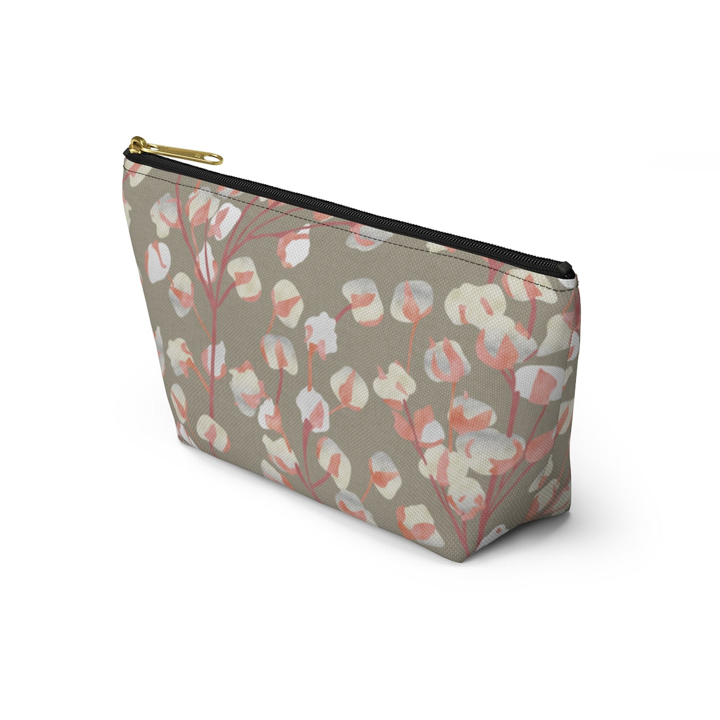Cotton Branch Accessory Pouch w T-bottom in Pink
