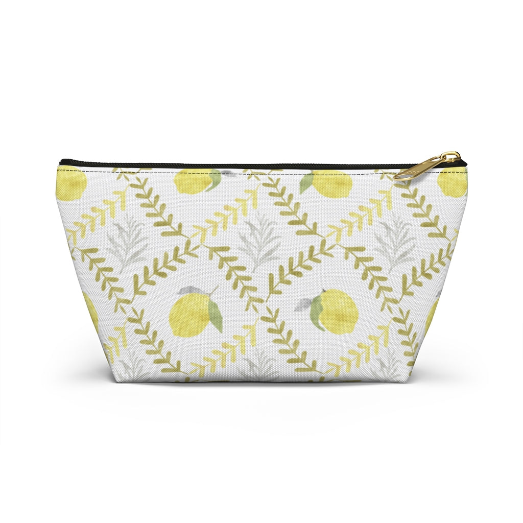 Lemon Tile Accessory Pouch w T-bottom in Yellow