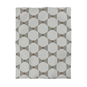 Lace Hexagon Microfiber Duvet Cover in Gray