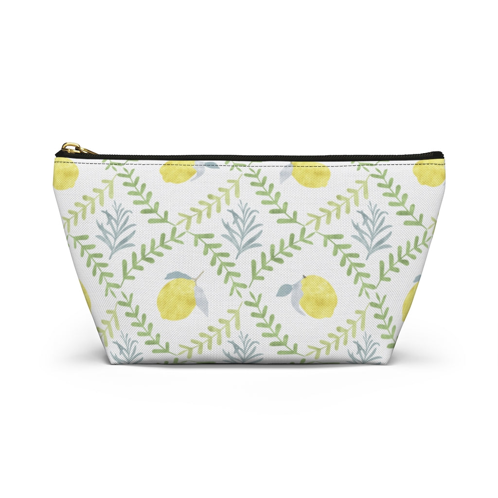 Lemon Tile Accessory Pouch w T-bottom in Green