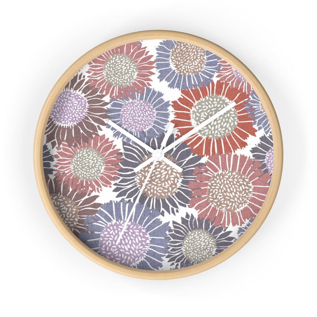 Sunflowers Wall Clock in Purple