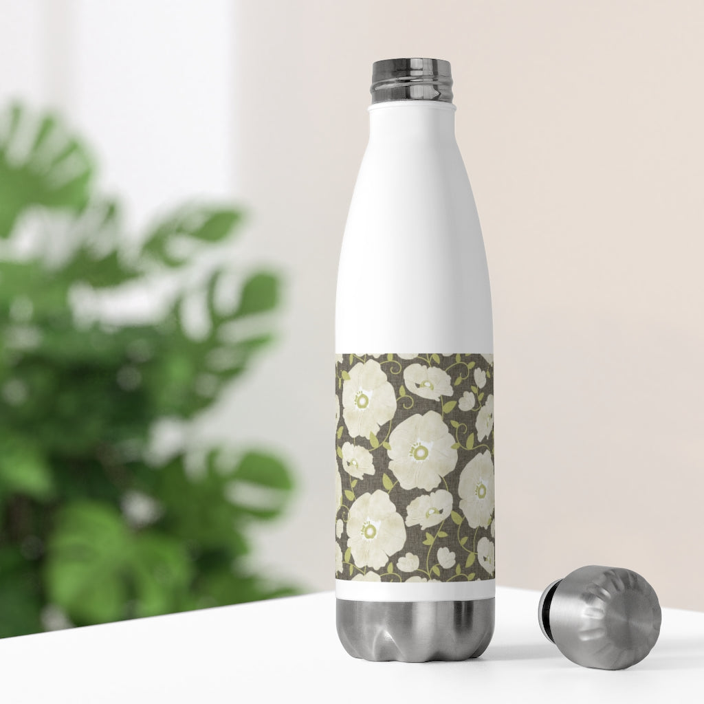Floral Poppies 20oz Insulated Bottle in Brown