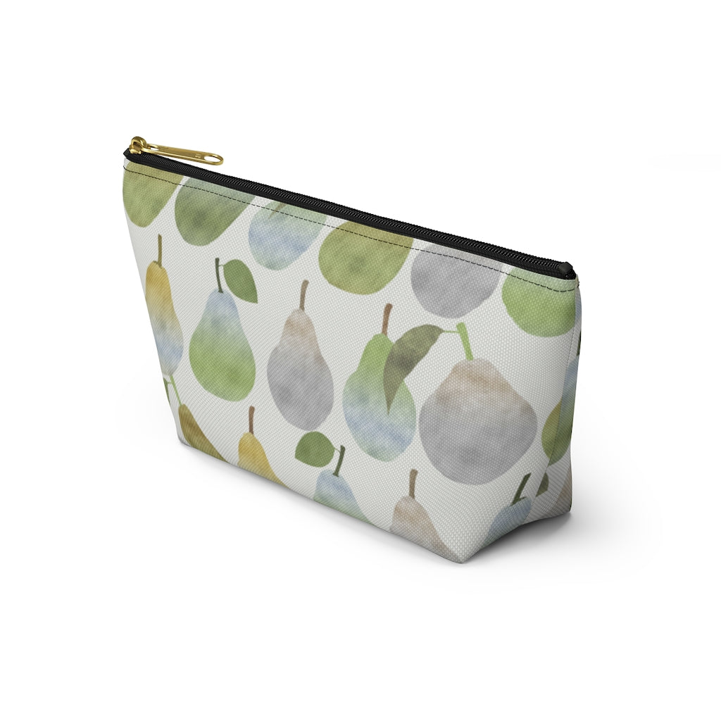 Watercolor Pears Accessory Pouch w T-bottom in Green