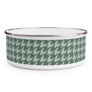 Textured Houndstooth Enamel Bowl in Green