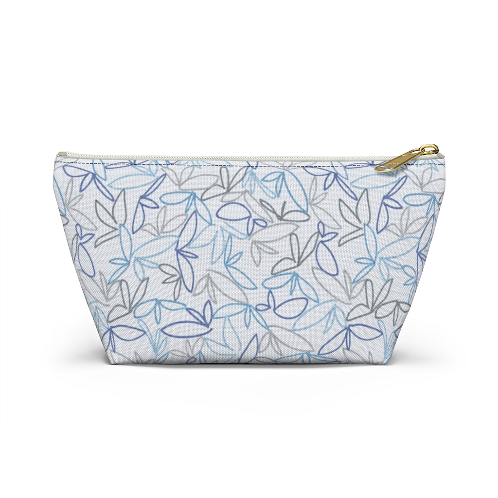 Sketch Leaf Accessory Pouch w T-bottom in Blue