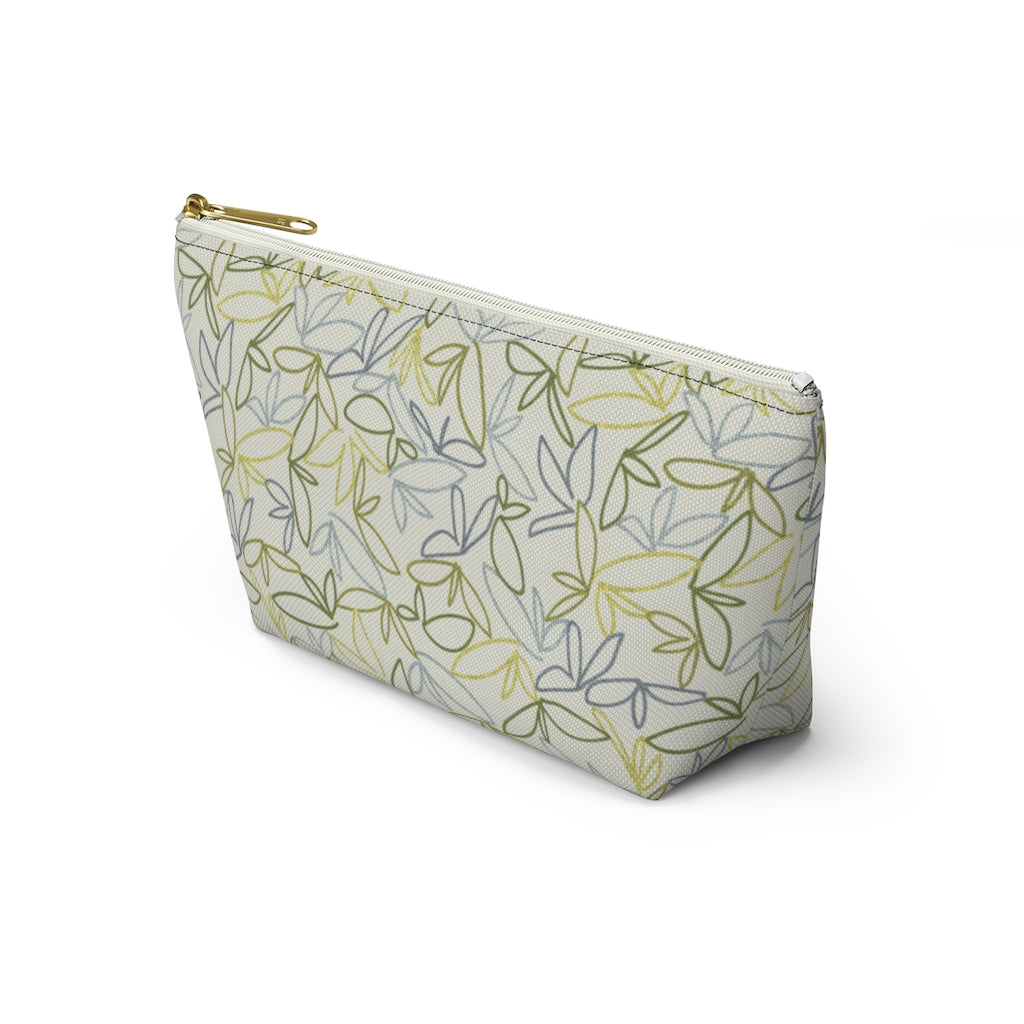 Sketch Leaf Accessory Pouch w T-bottom in Green