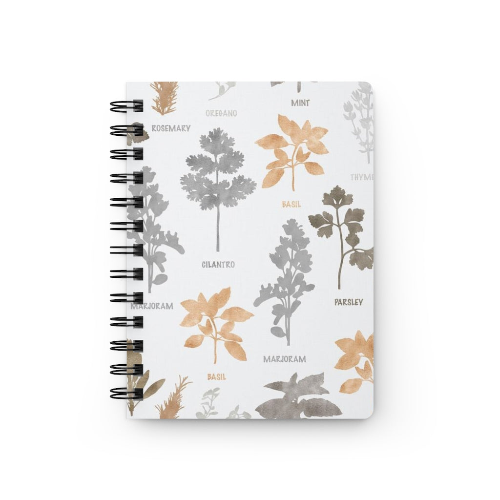 Floral Herbs Spiral Bound Journal in Brown