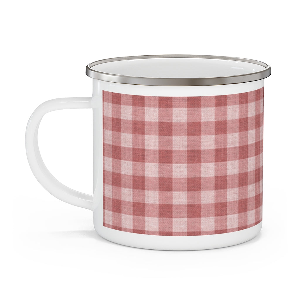 Buffalo Check Enamel Mug in Peach