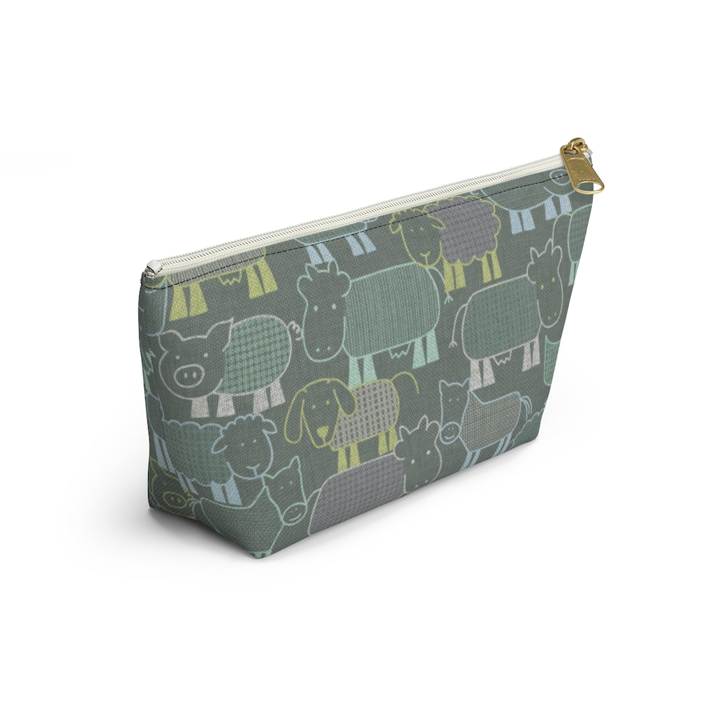 Animal Farm Accessory Pouch w T-bottom in Aqua