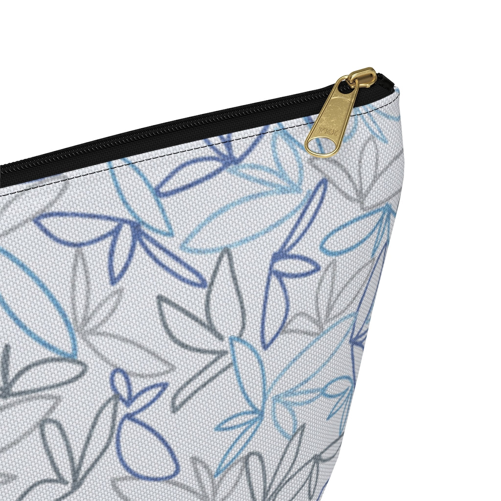 Sketch Leaf Accessory Pouch w T-bottom in Blue