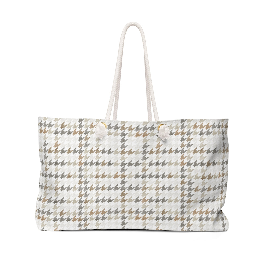 Plaid Houndstooth Weekender Bag in Brown