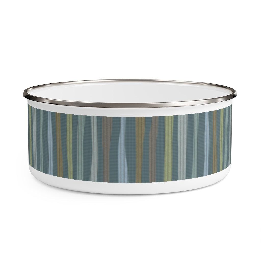 Amazing Stripe Enamel Bowl in Teal