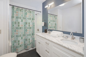 Seville Square Shower Curtain in Teal