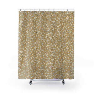 Cotton Branch Shower Curtain in Gold