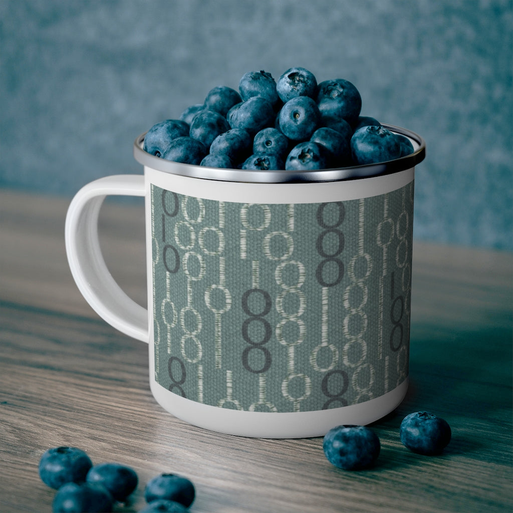 Railroad Code Enamel Mug in Aqua