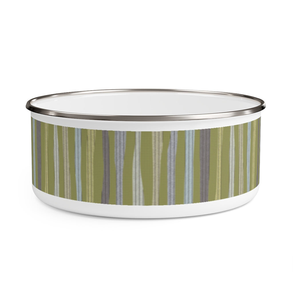 Amazing Stripe Enamel Bowl in Green