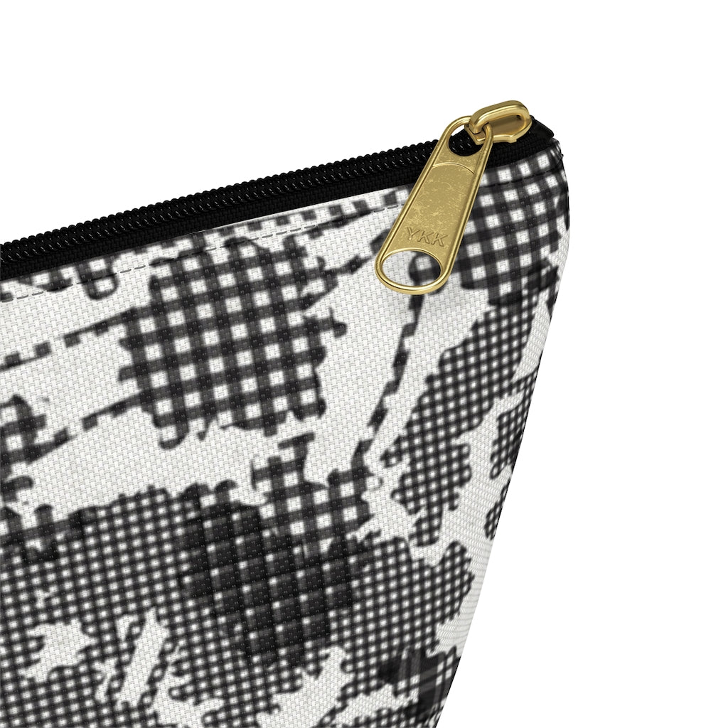 Floral Plaid Accessory Pouch w T-bottom in Black
